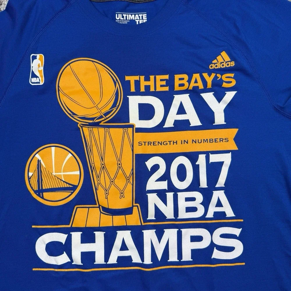 Adidas Shirt Mens Medium Golden State Warriors The Bay's Day 2017 NBA Champions